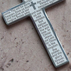 Collier pendentif croix Notre Père en acier inoxydable
