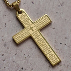 Collier pendentif croix Notre Père en acier inoxydable