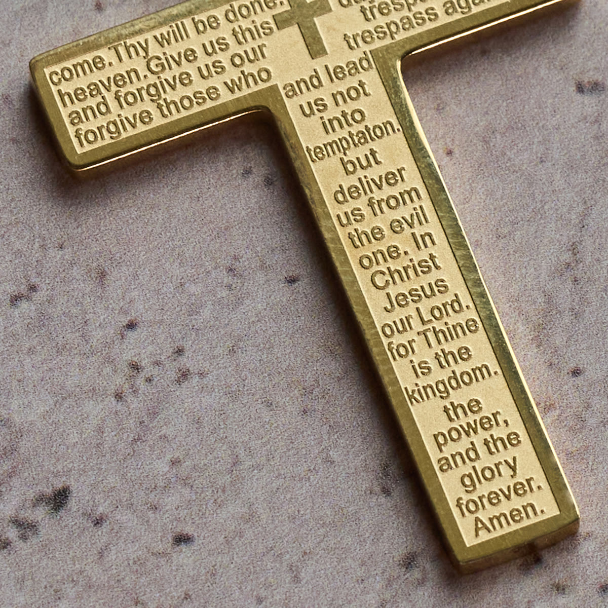 Collier pendentif croix Notre Père en acier inoxydable