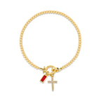 Pulsera con cruz y 12 piedras de nacimiento: Identidad impulsada por la fe y devoción eterna