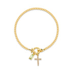 Pulsera con cruz y 12 piedras de nacimiento: Identidad impulsada por la fe y devoción eterna