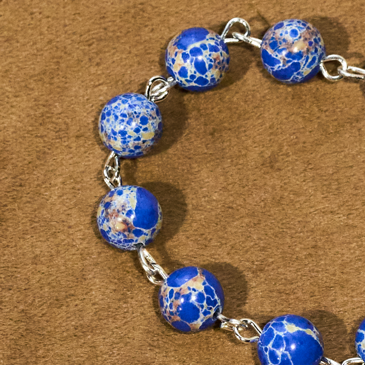 Royal Blue-Tone Stone Beads One Decade Rosary, Bracelet: La Grâce guidée par la main de Marie