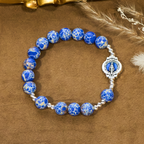 Royal Blue-Tone Stone Beads One Decade Rosary, Bracelet: La Grâce guidée par la main de Marie