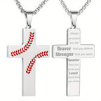 Collar Cruz de Costura de Béisbol: Devoción Atlética y Cita Inspiradora