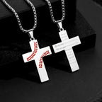Collar Cruz de Costura de Béisbol: Devoción Atlética y Cita Inspiradora