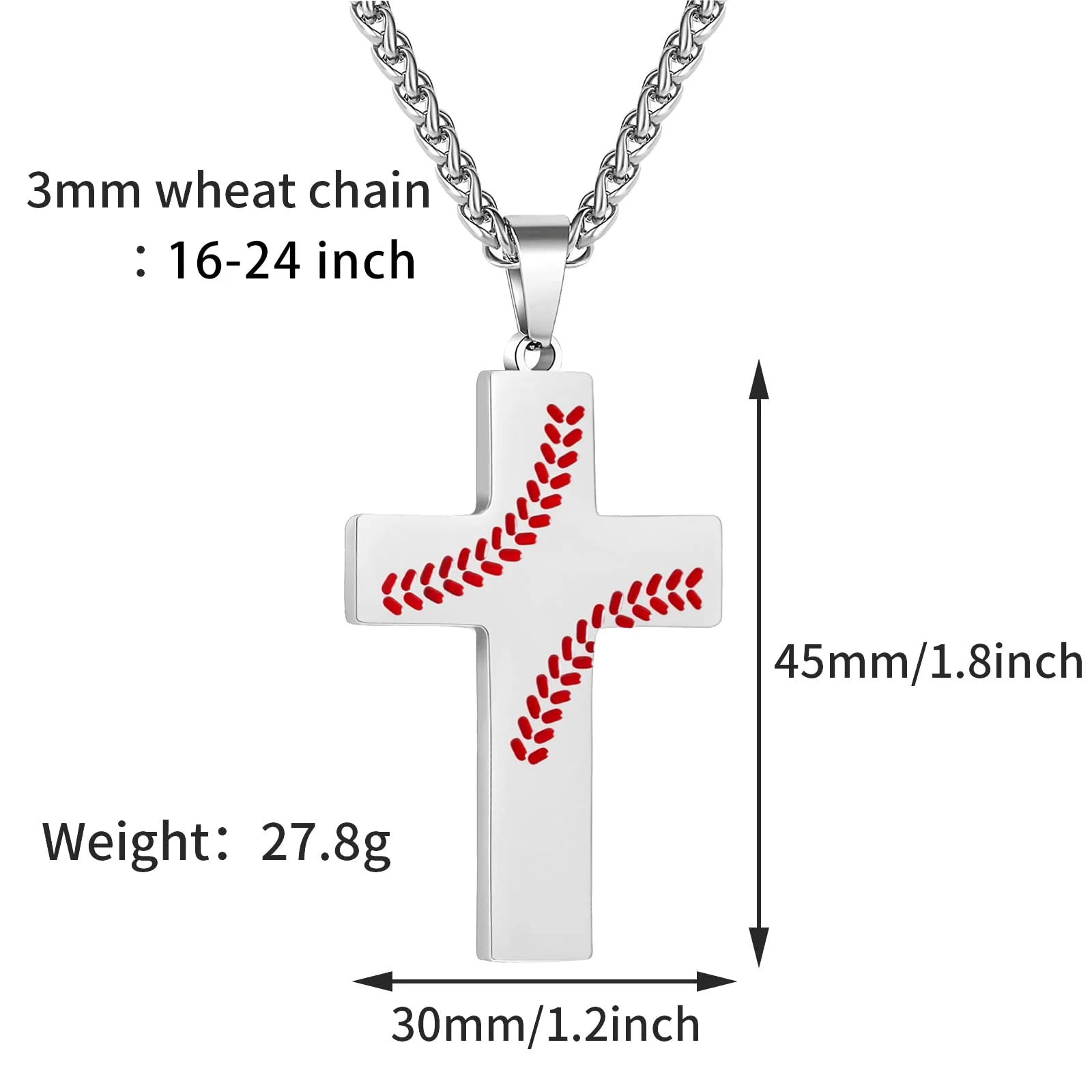 Collar Cruz de Costura de Béisbol: Devoción Atlética y Cita Inspiradora