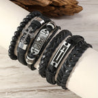 Set de 6 Pulseras de Cuero de Inspiración Religiosa: Devoción y Expresión con Estilo