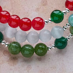 Bracelet Chapelet en Agate de Jade de Noël : Foi & Dévotion Festive