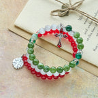 Bracelet Chapelet en Agate de Jade de Noël : Foi & Dévotion Festive