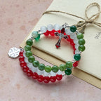 Bracelet Chapelet en Agate de Jade de Noël : Foi & Dévotion Festive