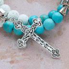 Bracelet chapelet gypse et turquoise : Dévotion et calme céleste