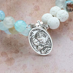 Chapelet bracelet en gypse et agate veine bleue : dévotion et sérénité céleste