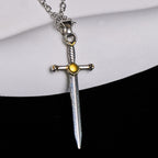 Pendentif collier épée bicolore et bouclier ovale St Michel