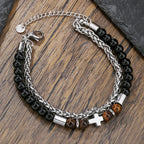 Bracelet Œil de Tigre et Onyx Noir : Identité dictée par la foi et dévotion intemporelle