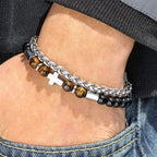 Bracelet Œil de Tigre et Onyx Noir : Identité dictée par la foi et dévotion intemporelle