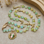 Chapelet et bracelet Cœur vert et papillon : Dévotion et spiritualité artistique