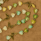 Chapelet et bracelet Cœur vert et papillon : Dévotion et spiritualité artistique