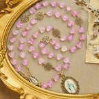 Chapelet et bracelet Cœur rose et papillon : Dévotion et spiritualité artistique