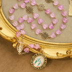 Chapelet et bracelet Cœur rose et papillon : Dévotion et spiritualité artistique