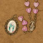 Chapelet et bracelet Cœur rose et papillon : Dévotion et spiritualité artistique