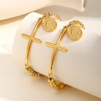 Pulsera de cruz y Nuestra Señora con cuentas: símbolo espiritual con elegancia pulida