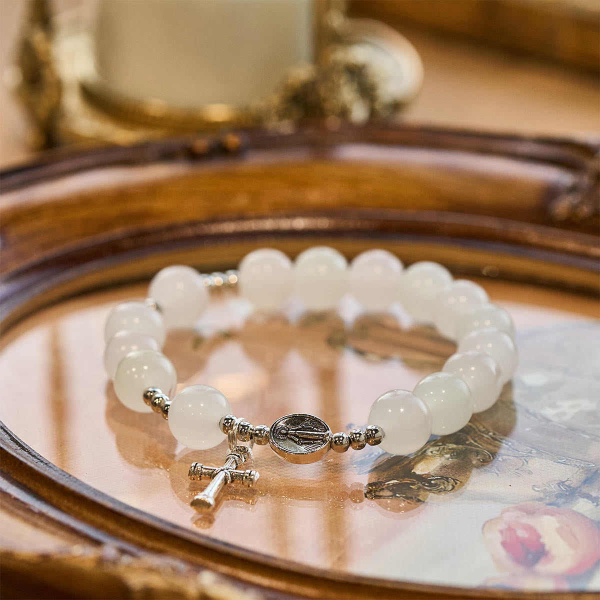 Bracelet de prière Notre-Dame en perles UV changeant de couleur Pastel Glow