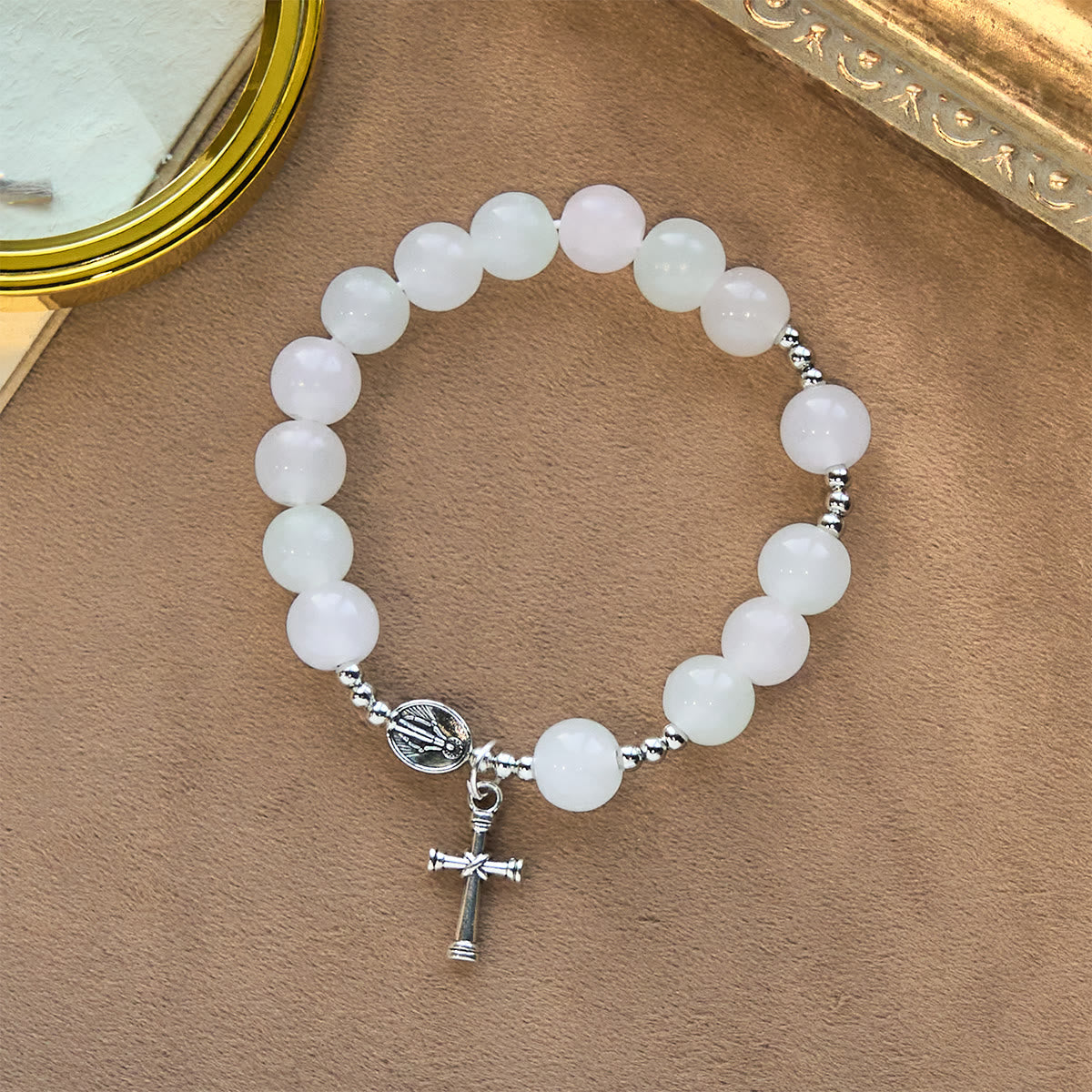 Bracelet de prière Notre-Dame en perles UV changeant de couleur Pastel Glow