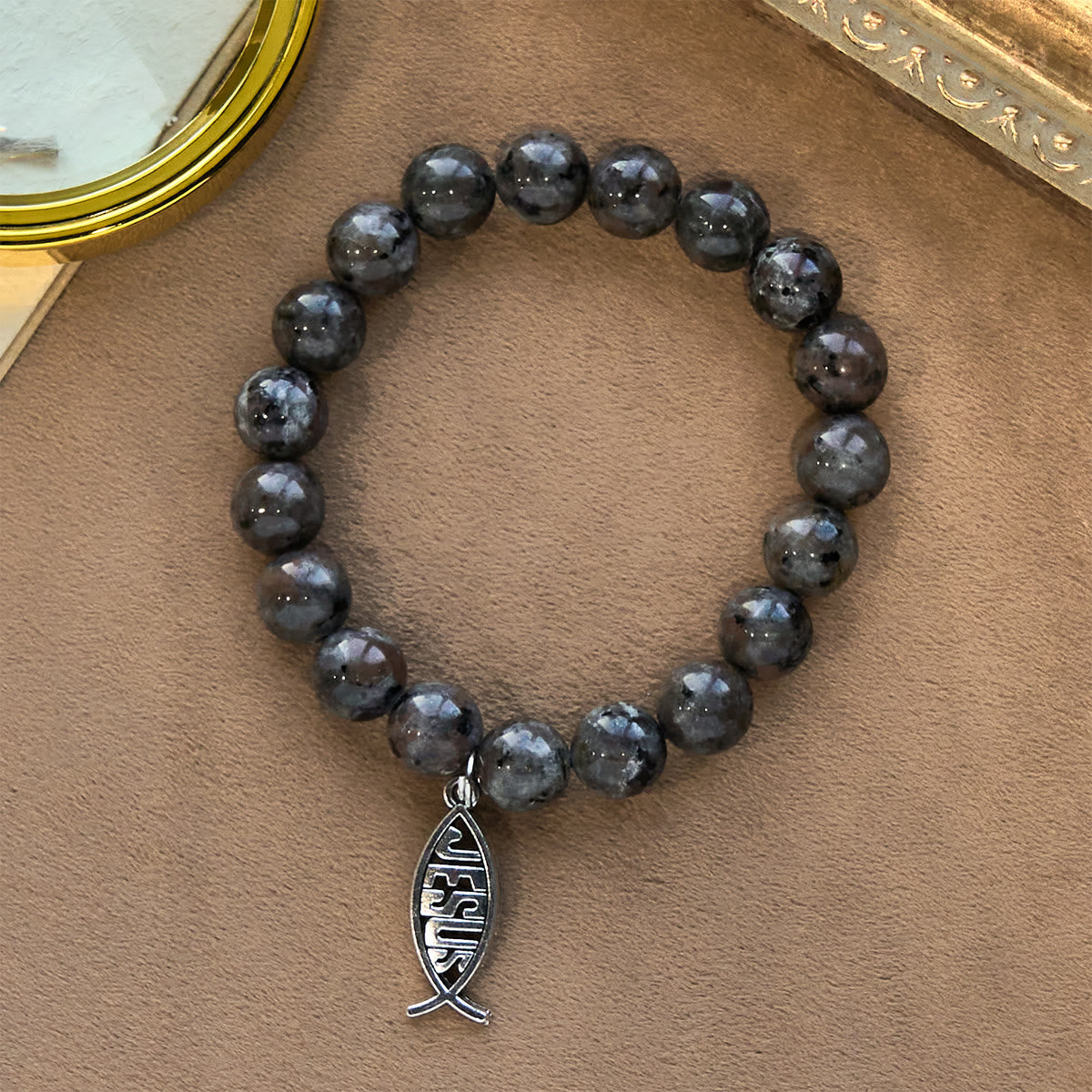 Pulsera con cambio de color y colgante Ichthus de piedra luminosa en forma de llama