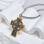 Collier croix orné bicolore : Icône de saint et ange - Artisanat détaillé