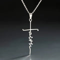 Cruz de Fe con Elegante Escritura: Amuleto de Creencia Suave y Joyería de Uso Diario