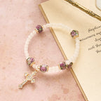 Bracelet Chapelet en Fil à Mémoire avec Accent Floral : Tendre Dévotion pour les Moments Quotidiens