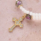 Bracelet Chapelet en Fil à Mémoire avec Accent Floral : Tendre Dévotion pour les Moments Quotidiens
