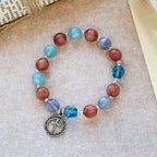 Bracelet de perles pailletées changeant de couleur aux UV avec croix ornée : Scintillez dans des tons de foi