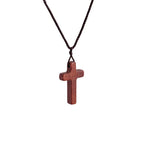 Collar con cruz de sándalo rojo hecho a mano — Devoción sencilla, uso diario