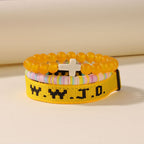 Pulsera con mensaje de fe y cruz con tarjeta WWJD: recuerdo listo para regalar