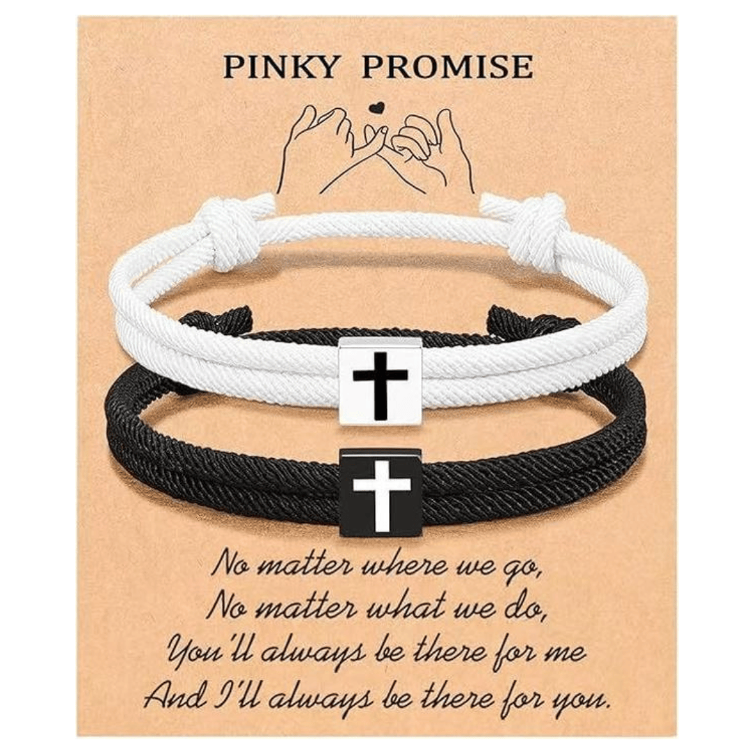 Bracelet croix en corde Milano avec carte-cadeau : bénédiction attentionnée pour les baptêmes et les étapes importantes