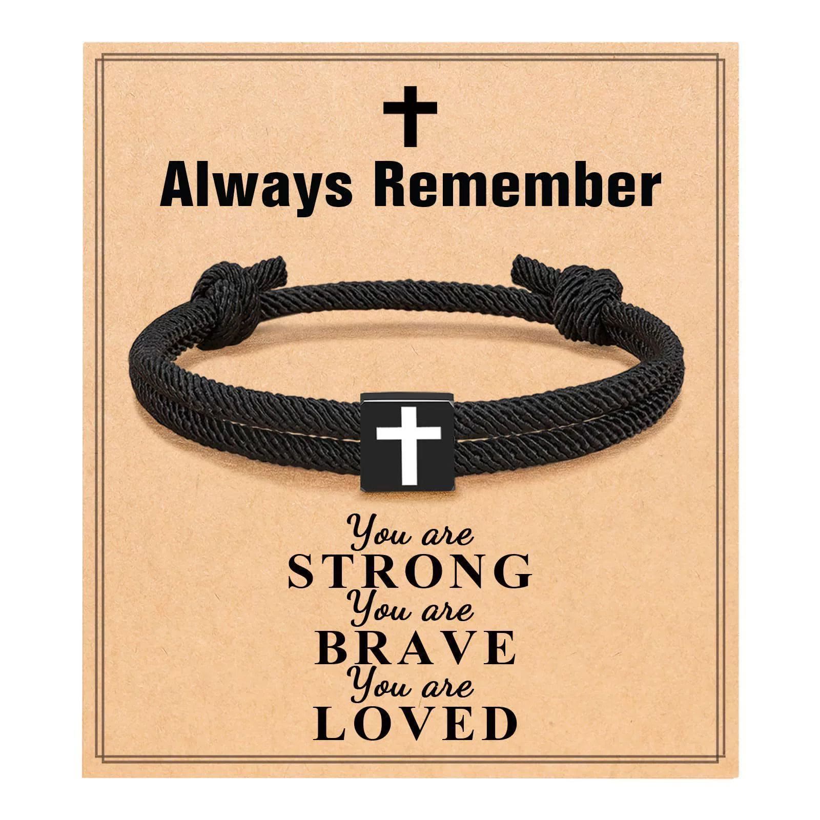 Milano Rope Cross Bracelet with Gift Card: Thoughtful Blessing for Baptism & Milestones