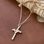 Collar Corazón y Cruz Bicolor con Circonitas: Fusión de Amor y Fe