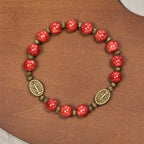 Rosario de cristal con pintura al óleo, pulsera: Recordatorio de fe y gracia para momentos de recogimiento