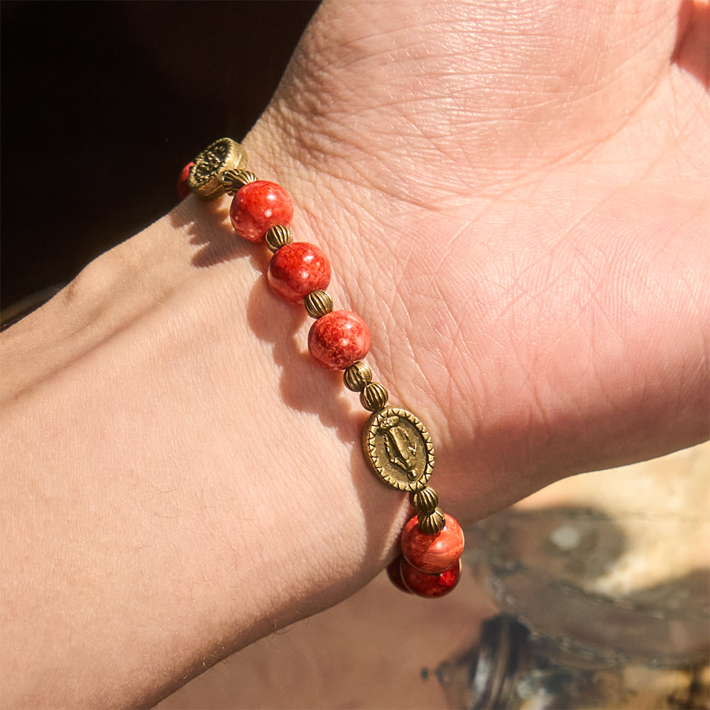 Rosario de cristal con pintura al óleo, pulsera: Recordatorio de fe y gracia para momentos de recogimiento