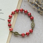 Rosario de cristal con pintura al óleo, pulsera: Recordatorio de fe y gracia para momentos de recogimiento
