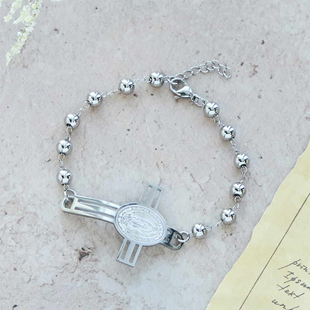 Bracelet de perles « Grâce » : Breloque Croix pour de doux rappels