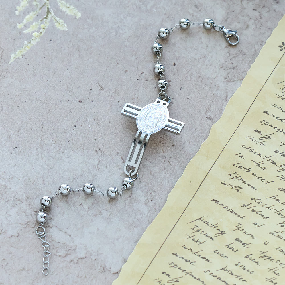 Bracelet de perles « Grâce » : Breloque Croix pour de doux rappels