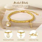 Bracelet Croix Graine de Moutarde et Perle Dorée avec Carte Cadeau "Dieu est en Elle"