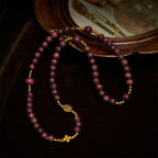 Pulsera de rosario de madera de perilla multicapa con cuentas terrosas y Nuestra Señora sagrada