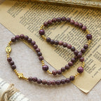 Pulsera de rosario de madera de perilla multicapa con cuentas terrosas y Nuestra Señora sagrada