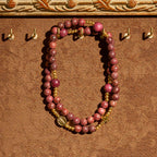 Pulsera de rosario de madera de perilla multicapa con cuentas terrosas y Nuestra Señora sagrada