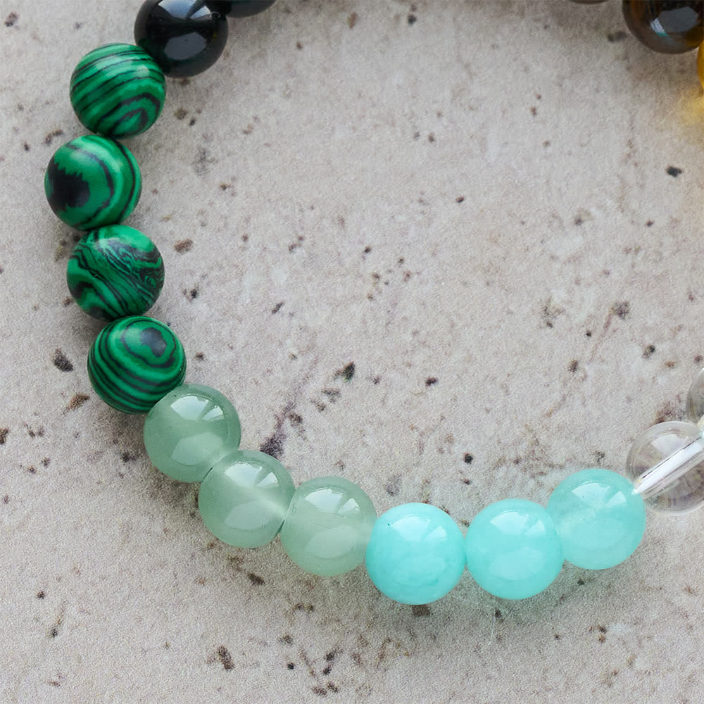 Pulsera de fe de piedras multinaturales con piedras surtidas y cruz: Fe que brilla naturalmente