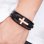 Bracelet en cuir tressé avec croix : une élégance intemporelle pour tous les jours