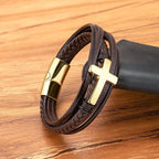 Bracelet en cuir tressé avec croix : une élégance intemporelle pour tous les jours